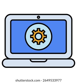 Laptop Setting Icon isolated on white