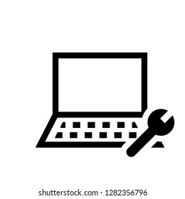 laptop setting outline icon vector