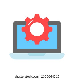 laptop setting vector design in trendy style, system configuration icon