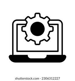 laptop setting vector design in trendy style, system configuration icon