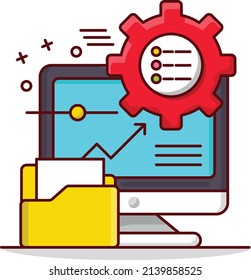 laptop setting Vector illustration on a transparent background.Premium quality symmbols. vector line flat  icon for concept and graphic design.