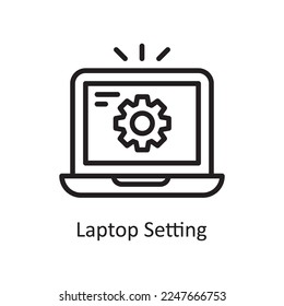 Laptop Setting Vector Outline Icon Design illustration. Product Management Symbol on White background EPS 10 File