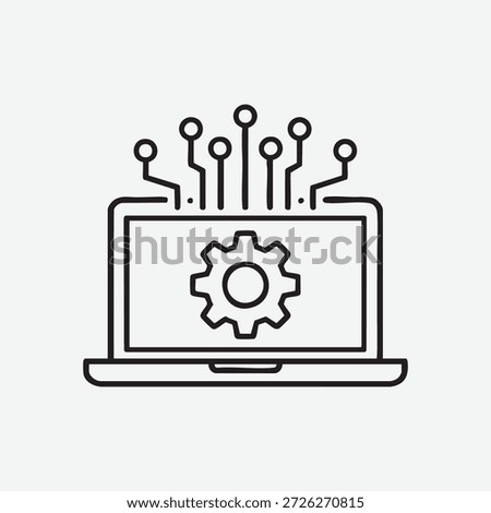 Laptop Settings and Digital Connectivity Line Icon