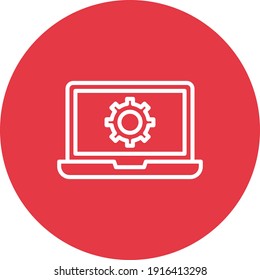 Laptop, settings, gear icon vector image. Can also be used for information technology. Suitable for use on web apps, mobile apps and print media.