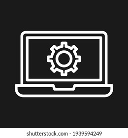 Laptop, settings, gear icon vector image. Can also be used for information technology. Suitable for use on web apps, mobile apps and print media.