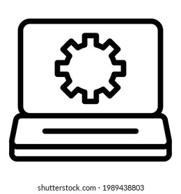 Laptop settings icon. Outline Laptop settings vector icon for web design isolated on white background