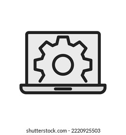 Laptop settings line icon. High quality coloured vector illustration.