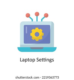 Icono plano vectorial de la configuración del portátil Icono de la ilustración. Símbolo de computación en nube sobre archivo EPS 10 de fondo blanco
