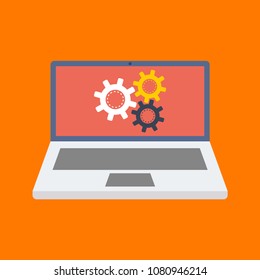 Laptop settings vector icon