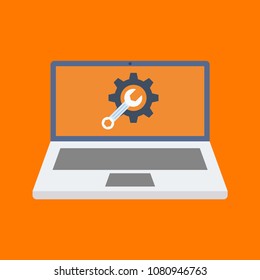 Laptop settings vector icon