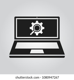 Laptop settings vector icon