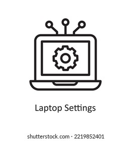 Laptop Settings Vector Outline Icon Design illustration. Cloud Computing Symbol on White background EPS 10 File