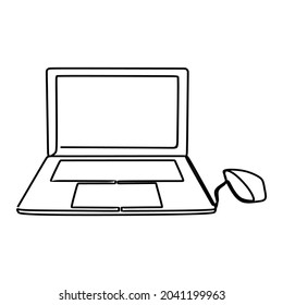 laptop setup oneline continuous line art premium vector