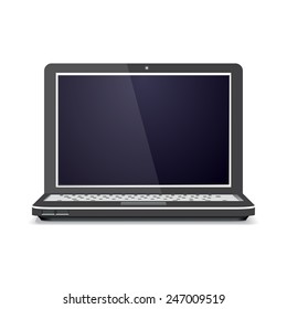 laptop with shadow on white background