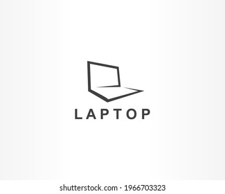 Laptop shape logo design concept