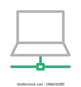 laptop sharing colour line vector icon