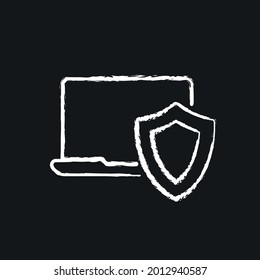Icono de tiza portátil y de protección. VPN. Ilustración negra del vector