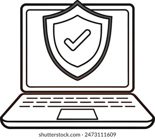 Laptop with shield and check mark
