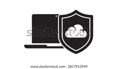 Laptop with shield and cloud icon illustrating cloud security and data protection concept