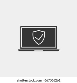 Laptop in shield  icon illustration isolated vector sign symbol
