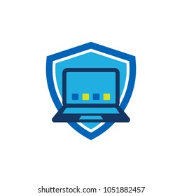 Laptop Shield Logo Icon Design