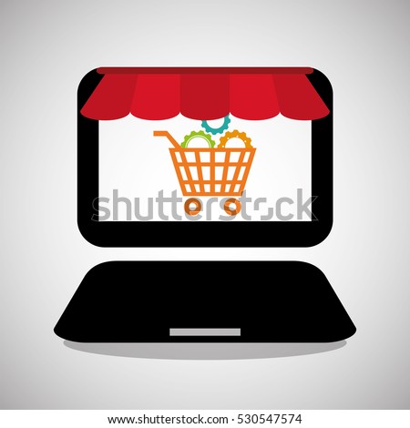 laptop shooping online gear technology vector illustration eps 10