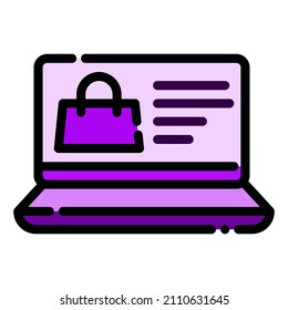 laptop shopping bag detail information product market ecommerce icon