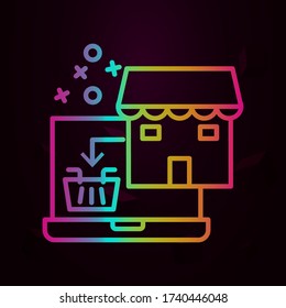 Laptop shopping basket nolan icon Simple thin line, outline vector of Online shopping icons for ui and ux, website or mobile application