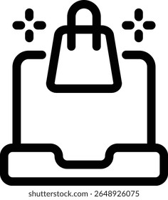 Laptop shopping icon with line and simple style
