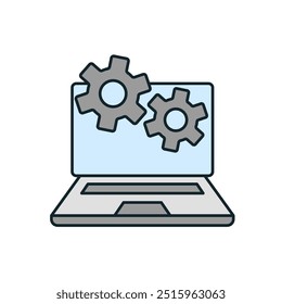 Portátil que muestra inteligencia artificial con dos engranajes funcionando