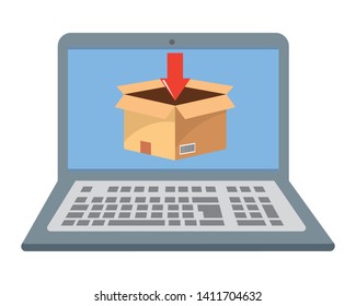 laptop showing box vector illustration