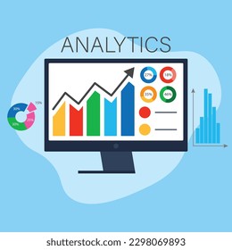 Portátil que muestra gráficos y gráficos, análisis de contabilidad empresarial, concepto de estadísticas. Análisis de marketing digital. Diagrama de crecimiento de datos. Sitio web de negocios moderno ui, ux, kit, administrador, informe financiero