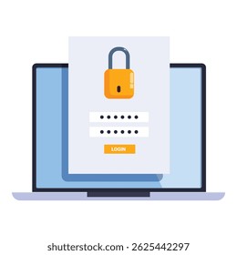 Ordinateur portable montrant un identifiant avec système de protection contre le mot de passe et cadenas, concept de cyber sécurité et de protection des données