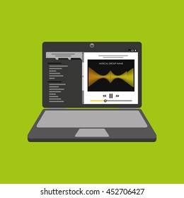 laptop showing a web icon, vector illustration