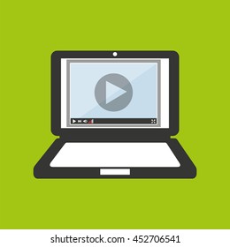 laptop showing a web icon, vector illustration