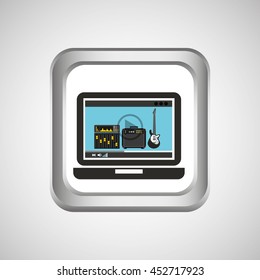 laptop showing a web icon, vector illustration