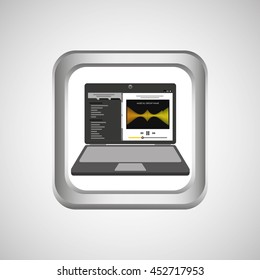 laptop showing a web icon, vector illustration