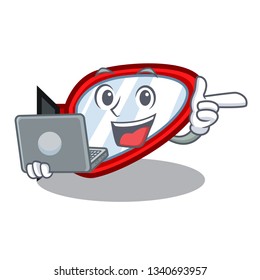 With laptop side mirror isolated with the character