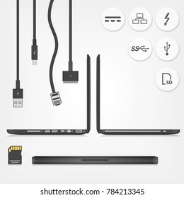 Laptop Side View With Connectors