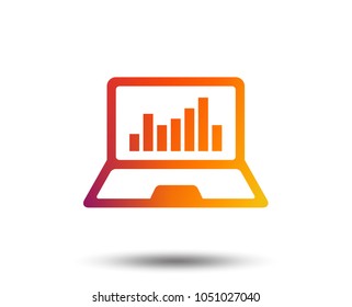 Laptop sign icon. Notebook pc with graph symbol. Monitoring. Blurred gradient design element. Vivid graphic flat icon. Vector