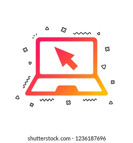 Laptop sign icon. Notebook pc with cursor pointer symbol. Colorful geometric shapes. Gradient laptop icon design.  Vector