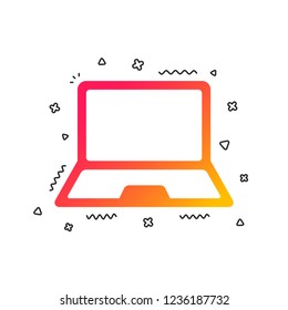 Laptop sign icon. Notebook pc symbol. Colorful geometric shapes. Gradient laptop icon design.  Vector