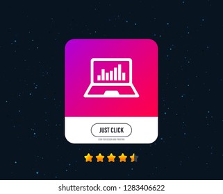 Laptop sign icon. Notebook pc with graph symbol. Monitoring. Web or internet icon design. Rating stars. Just click button. Vector