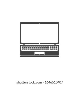  Laptop-Schild. Tragbares Notebook oder Tablet-PCs. Flaches minimalistisches Design. weißer Hintergrund Graue schwarze Vektorillustration. Markenservice-Etikettenbanner-Anzeige. App-Symbol.