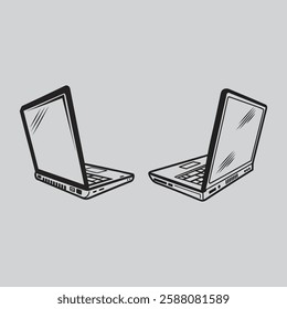 Laptop silhouette icon vector on white background 