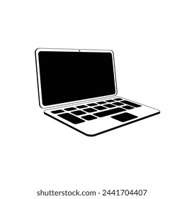Laptop in simple flat style.
