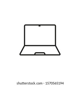 laptop, A simple linear drawing on a white background, technology and modern technology, EDITABLE STROKE. computer.