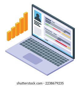 Laptop skill level icon isometric vector. Training beginner. Career advanced
