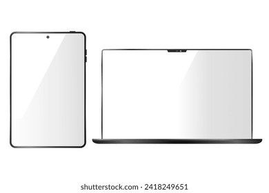 Laptop with slim frame and white background mockup