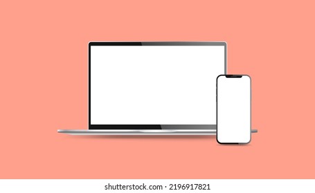 Illustration zur schlanken Bezeltechnologie des Smartphones für Notebooks - Blank-White-Display-Mock-up-Vorlage